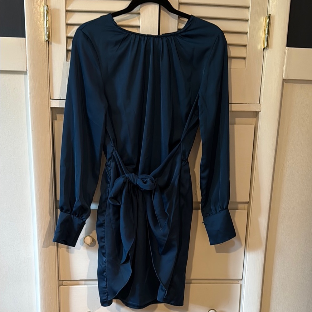Blue Cocktail Dress with Tie Waist